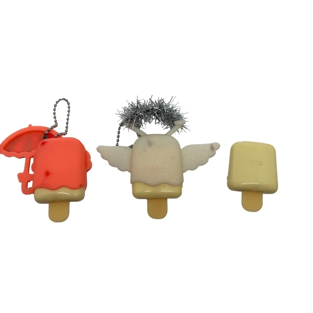 Claire's Pucker Pops Lip Gloss Keychain Set Angel Summer Umbrella Blue Glitter‎